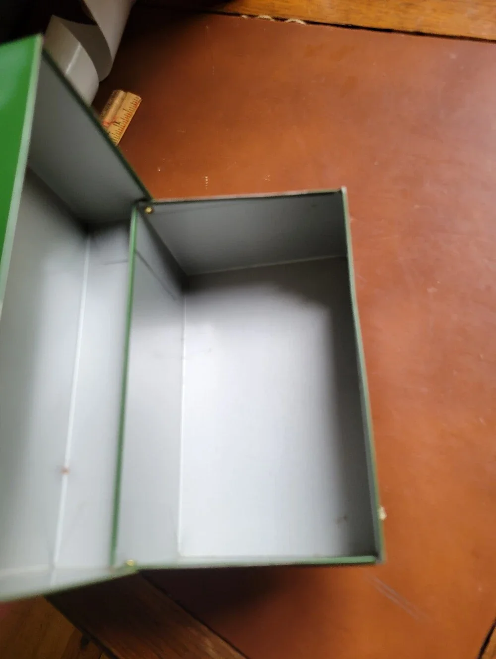 Vintage Mid-Century Green Metal Index Card / Recipe Box